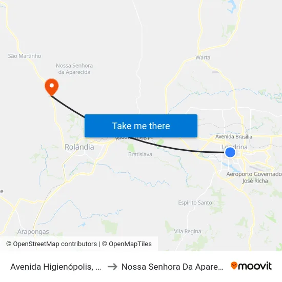 Avenida Higienópolis, 350 to Nossa Senhora Da Aparecida map