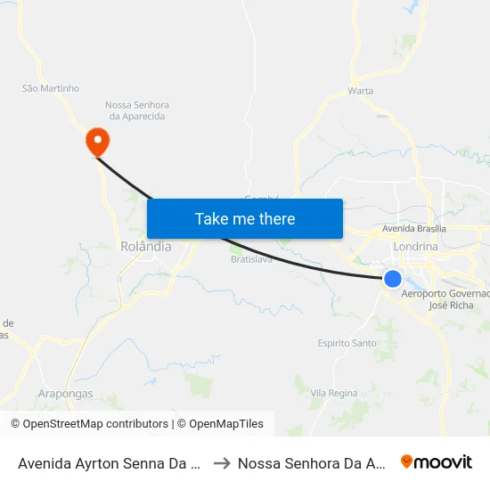 Avenida Ayrton Senna Da Silva, 509 to Nossa Senhora Da Aparecida map