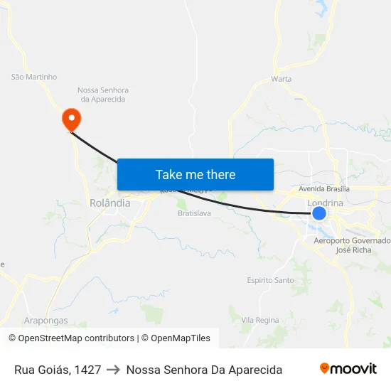Rua Goiás, 1427 to Nossa Senhora Da Aparecida map