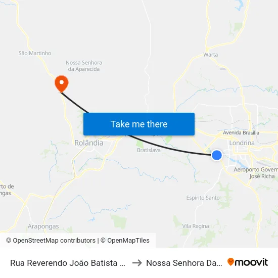 Rua Reverendo João Batista Ribeiro Neto, 76 to Nossa Senhora Da Aparecida map