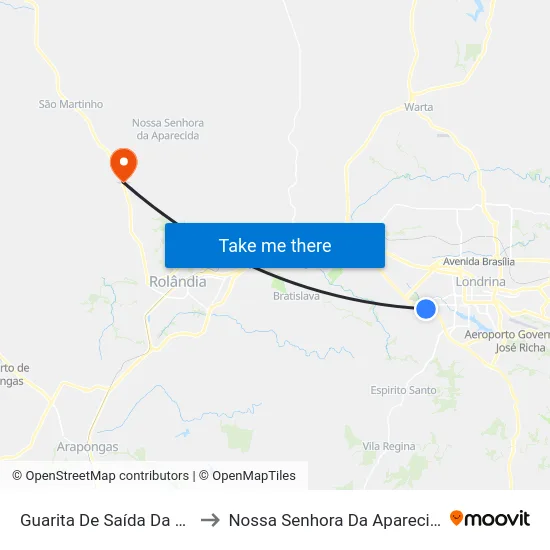 Guarita De Saída Da Uel to Nossa Senhora Da Aparecida map