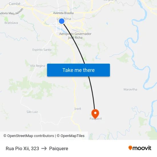 Rua Pio Xii, 323 to Paiquere map