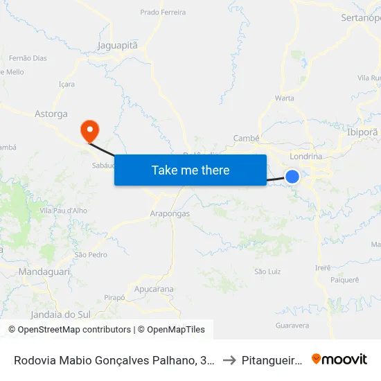Rodovia Mabio Gonçalves Palhano, 300 to Pitangueiras map
