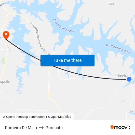 Primeiro De Maio to Porecatu map