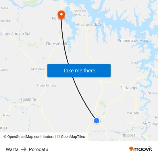 Warta to Porecatu map