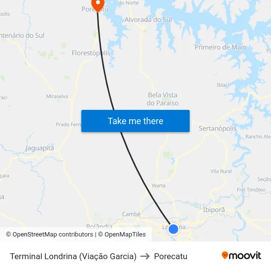 Terminal Londrina (Viação Garcia) to Porecatu map