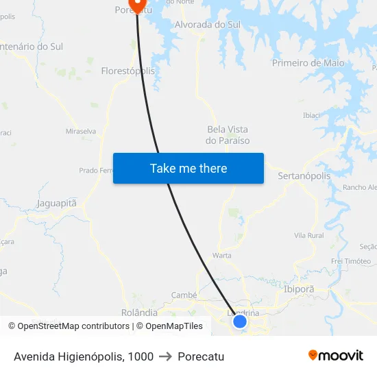 Avenida Higienópolis, 1000 to Porecatu map