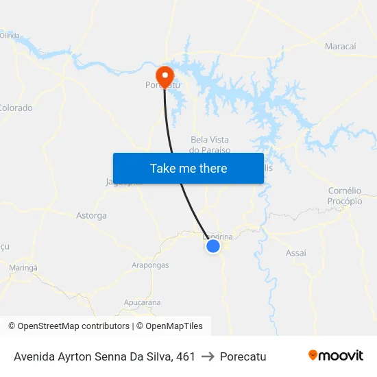 Avenida Ayrton Senna Da Silva, 461 to Porecatu map