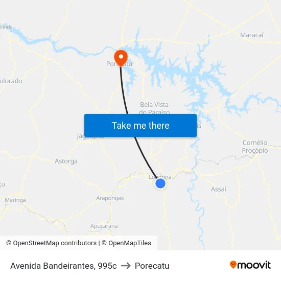 Avenida Bandeirantes, 995c to Porecatu map