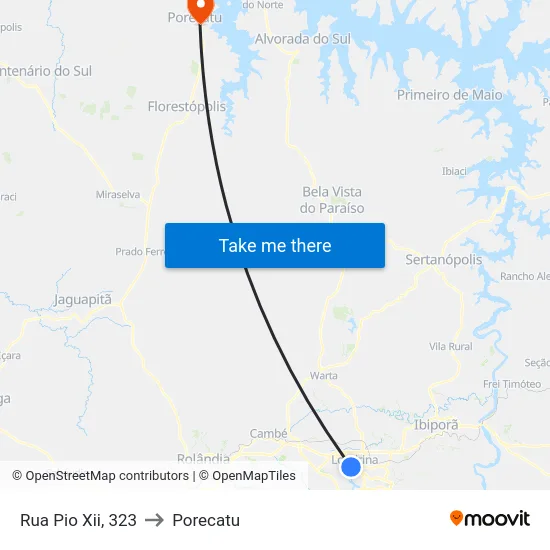 Rua Pio Xii, 323 to Porecatu map