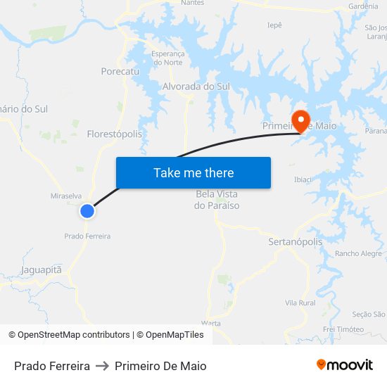 Prado Ferreira to Primeiro De Maio map