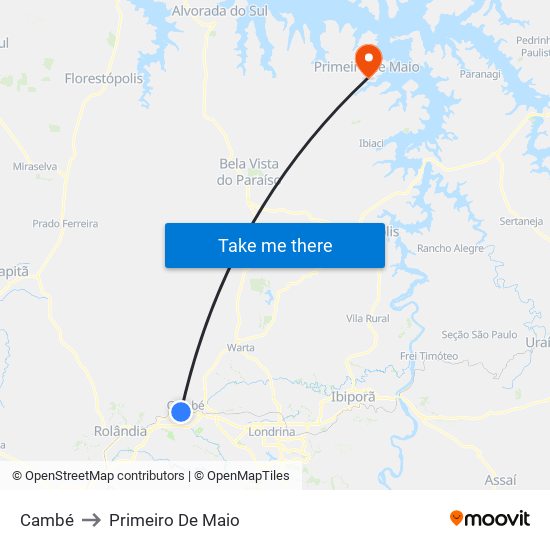 Cambé to Primeiro De Maio map