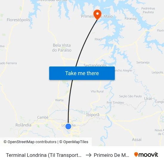 Terminal Londrina (Til Transportes) to Primeiro De Maio map