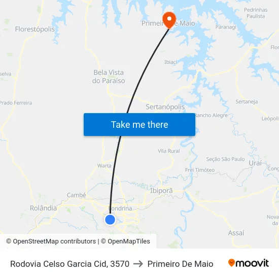 Rodovia Celso Garcia Cid, 3570 to Primeiro De Maio map