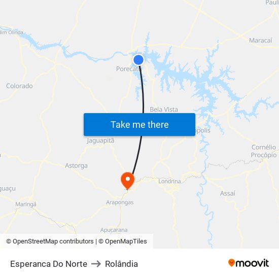 Esperanca Do Norte to Rolândia map