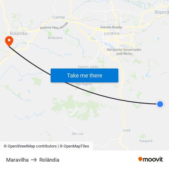 Maravilha to Rolândia map