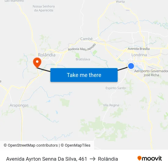 Avenida Ayrton Senna Da Silva, 461 to Rolândia map