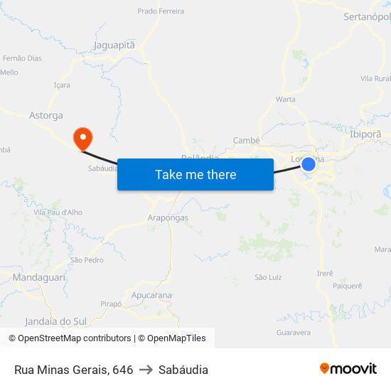 Rua Minas Gerais, 646 to Sabáudia map