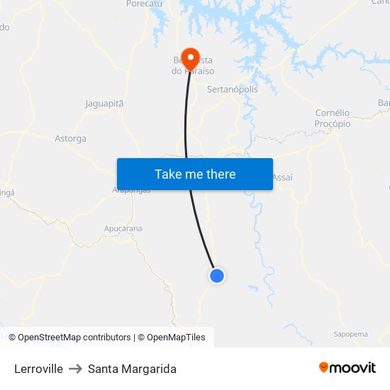 Lerroville to Santa Margarida map