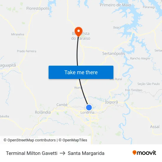 Terminal Milton Gavetti to Santa Margarida map