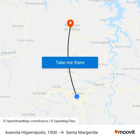 Avenida Higienópolis, 1000 to Santa Margarida map