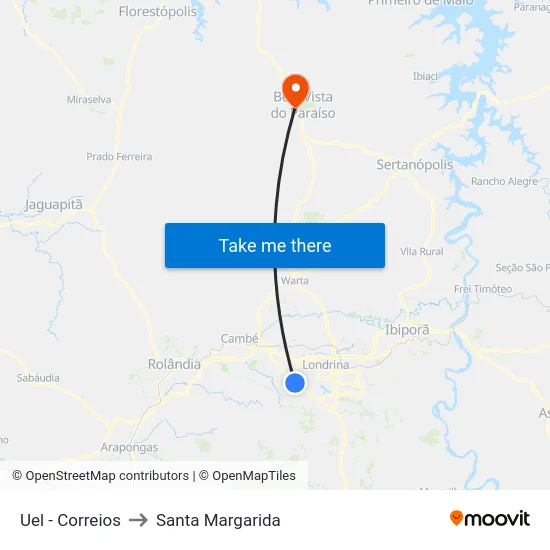 Uel - Correios to Santa Margarida map