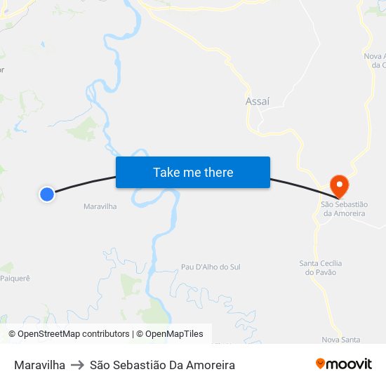 Maravilha to São Sebastião Da Amoreira map