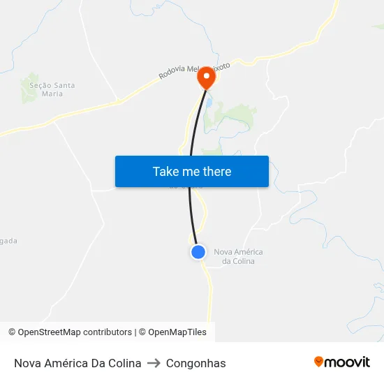 Nova América Da Colina to Congonhas map