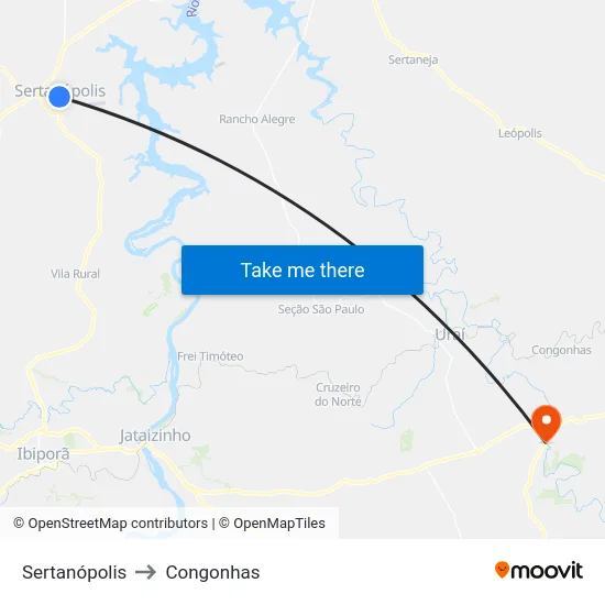 Sertanópolis to Congonhas map