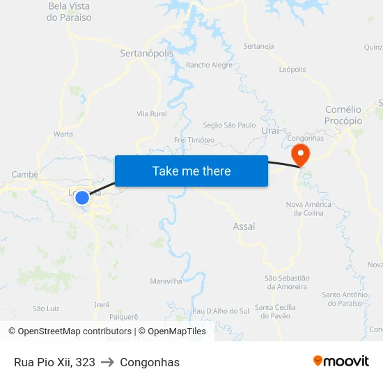 Rua Pio Xii, 323 to Congonhas map