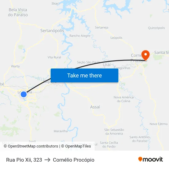 Rua Pio Xii, 323 to Cornélio Procópio map