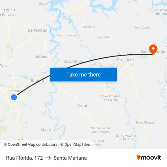 Rua Flórida, 172 to Santa Mariana map