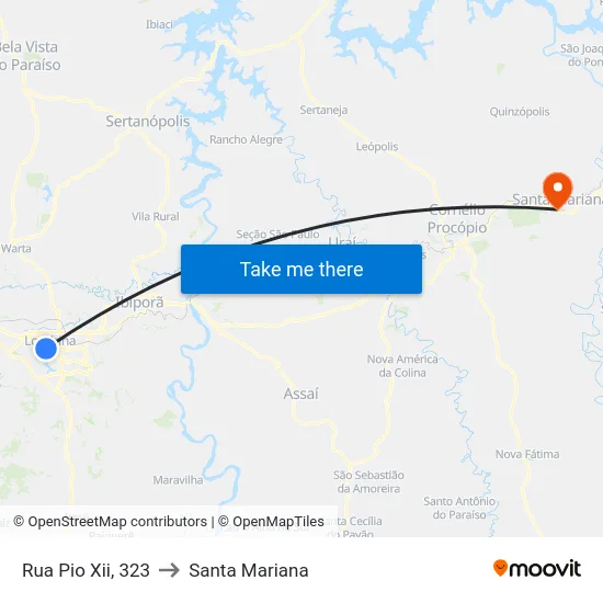 Rua Pio Xii, 323 to Santa Mariana map