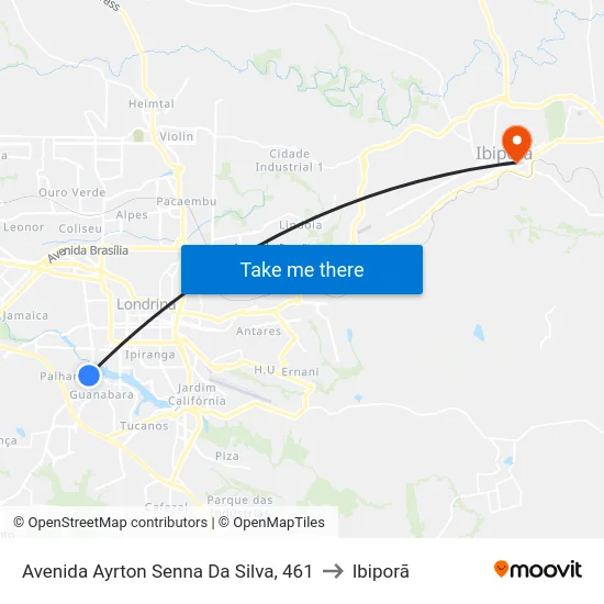 Avenida Ayrton Senna Da Silva, 461 to Ibiporã map