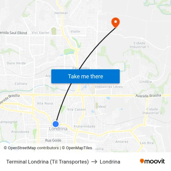 Terminal Londrina (Til Transportes) to Londrina map
