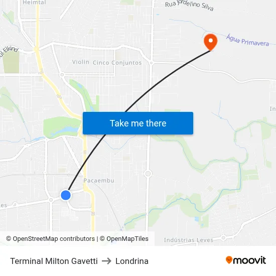 Terminal Milton Gavetti to Londrina map