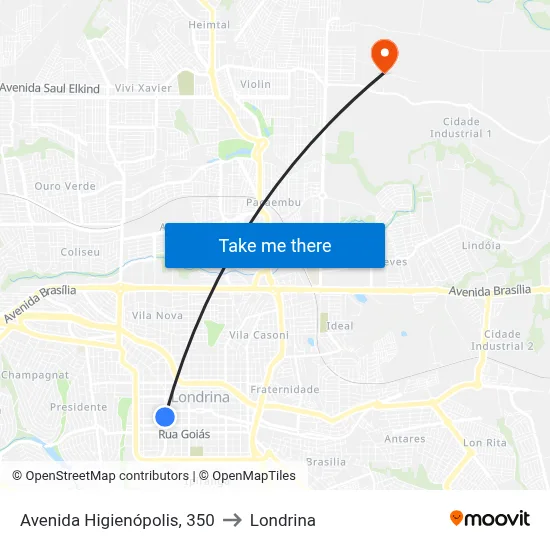 Avenida Higienópolis, 350 to Londrina map
