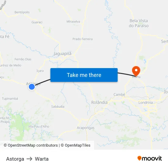 Astorga to Warta map