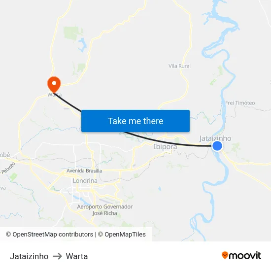 Jataizinho to Warta map