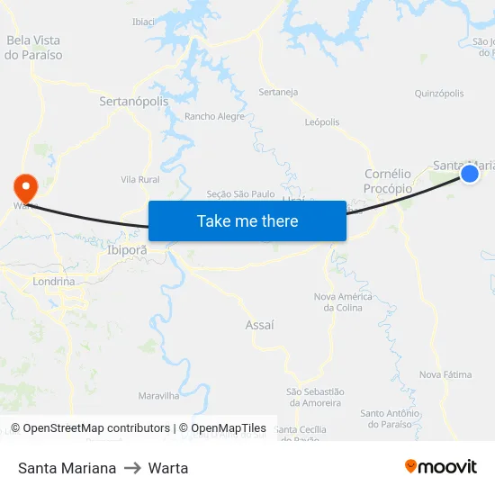 Santa Mariana to Warta map