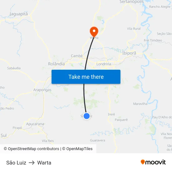 São Luiz to Warta map