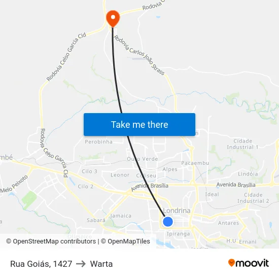 Rua Goiás, 1427 to Warta map