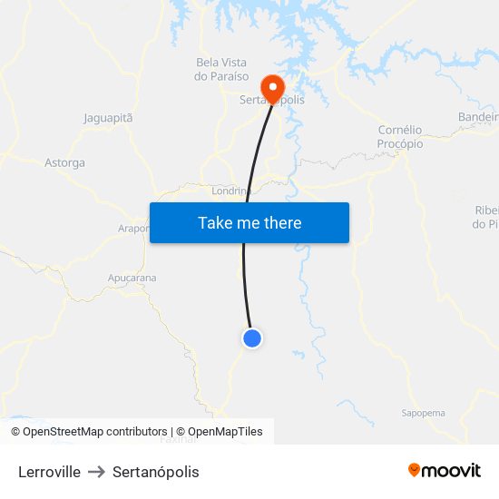 Lerroville to Sertanópolis map