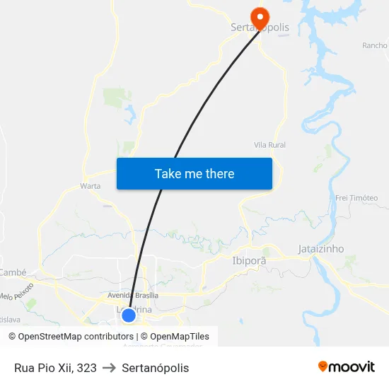Rua Pio Xii, 323 to Sertanópolis map