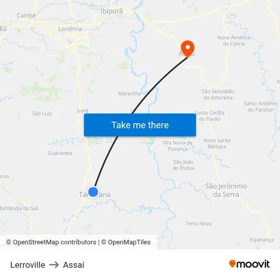 Lerroville to Assaí map