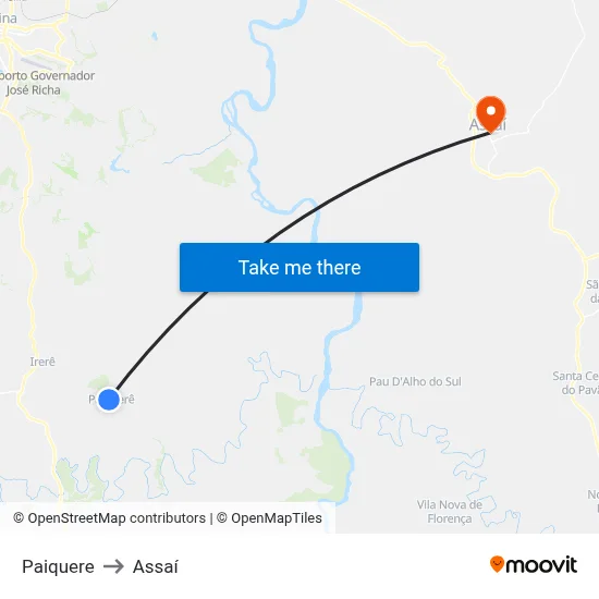 Paiquere to Assaí map