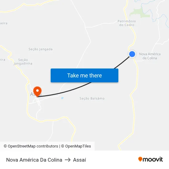 Nova América Da Colina to Assaí map