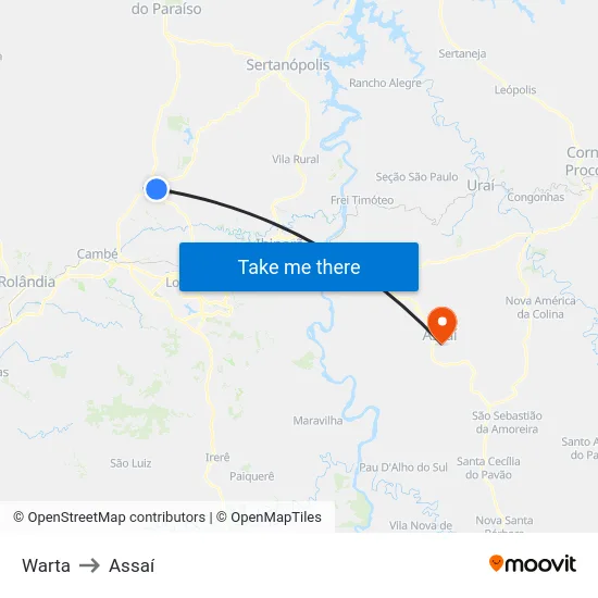 Warta to Assaí map