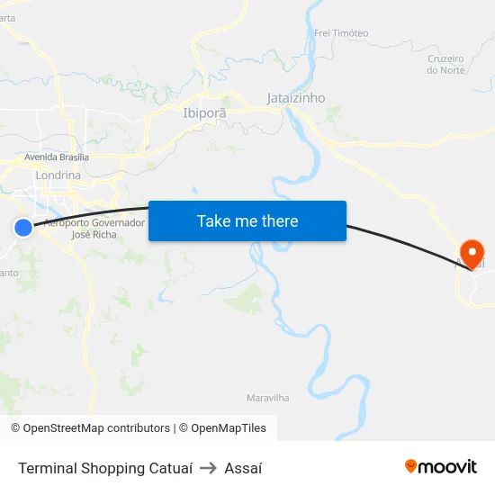 Terminal Shopping Catuaí to Assaí map