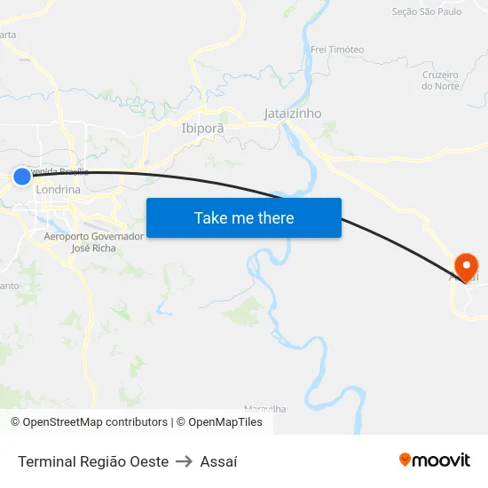 Terminal  Região Oeste to Assaí map